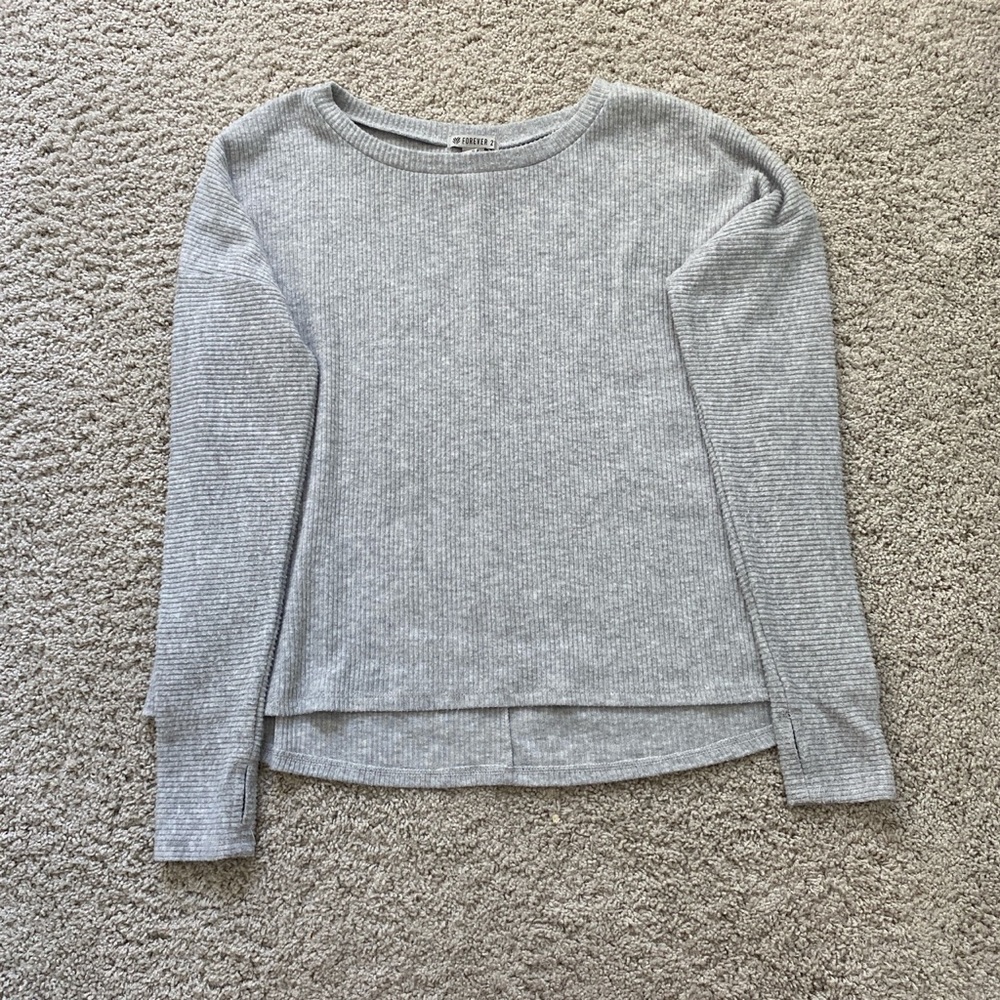 Grey ribbed forever 21 long sleeve tee